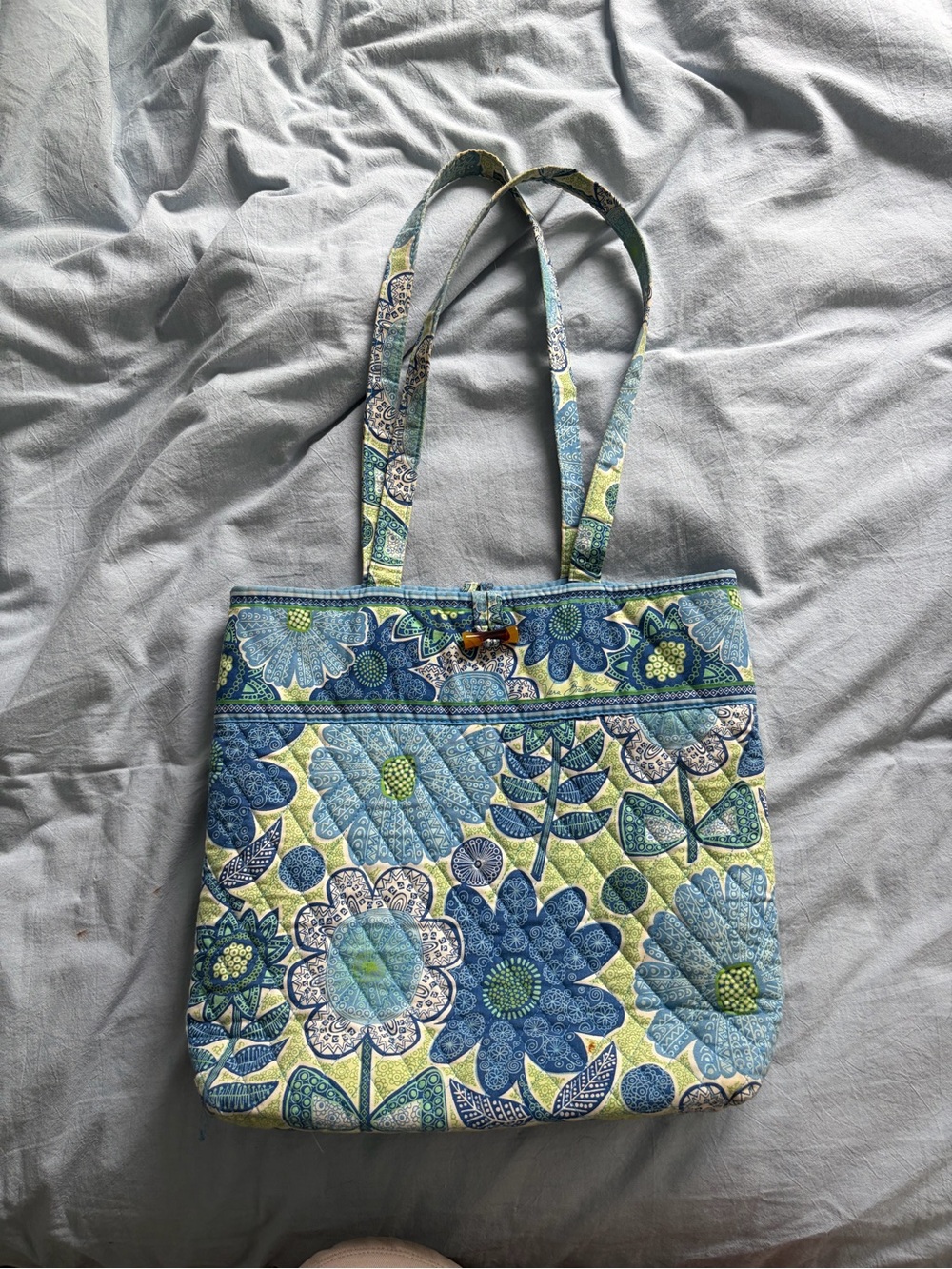 Vera Bradley Blue and Green Quilted Floral Tote